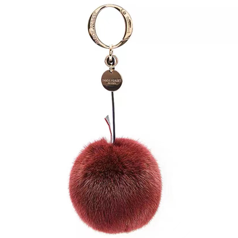 2024 new styles high quality leather with genuine animal fur ladies bag keychain accessory key holder