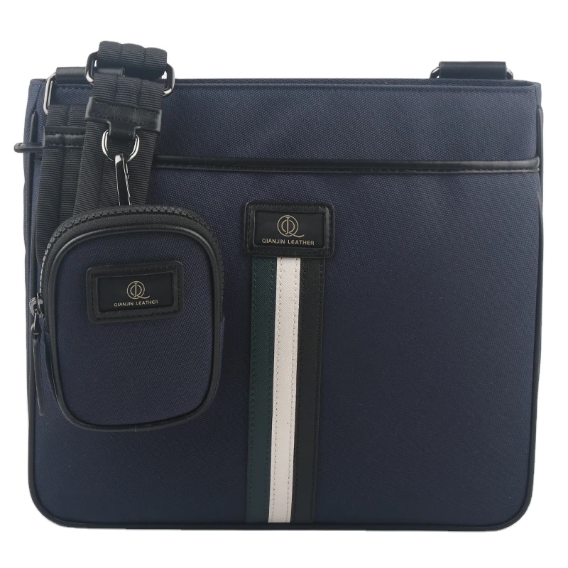 Competitive price hot sale GRS nylon with PU contrast color high quality men crossbody bag with small purse