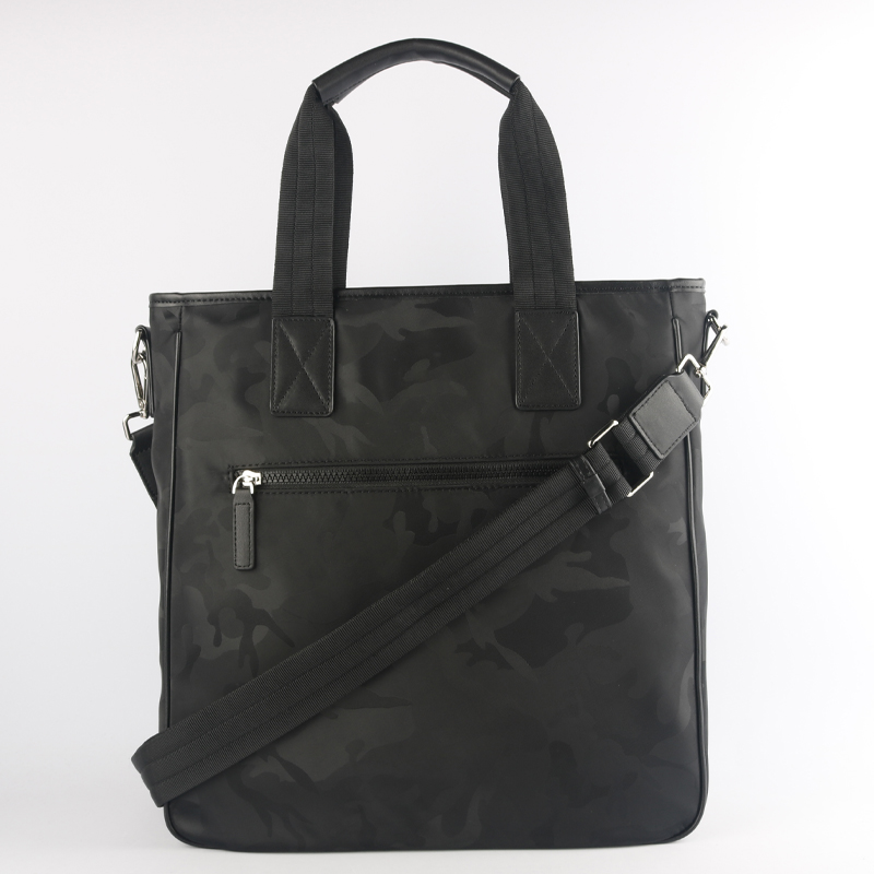 2024 new design GRS nylon with high quality PU gun metal shopping tote hand bag